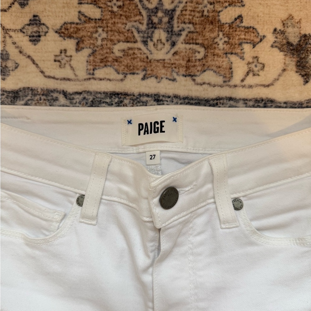 PAIGE Women's Jacqueline Straight Crisp White Ankle Jeans - Picture 3 of 8